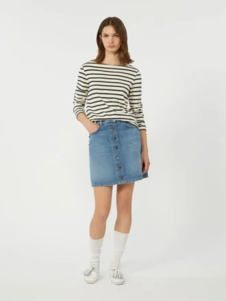 Stribet bomuldst-shirt, elfenben