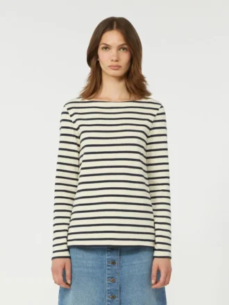 Stribet bomuldst-shirt, elfenben
