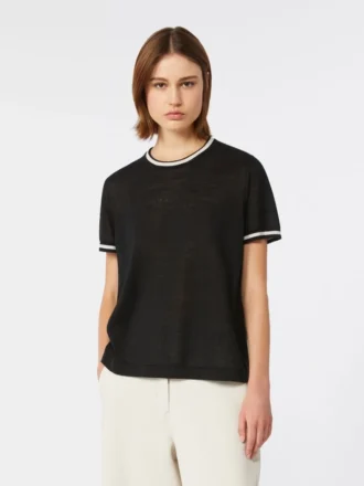 Sweater i rent linnedgarn, sort