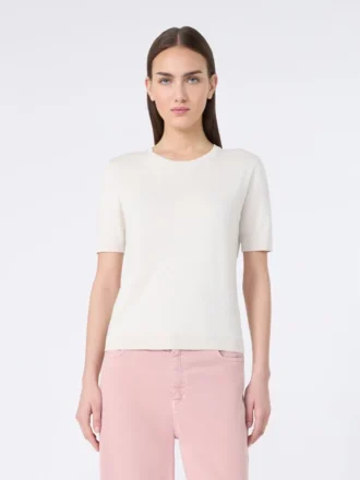 Sweater i silke og bomuld, ecru
