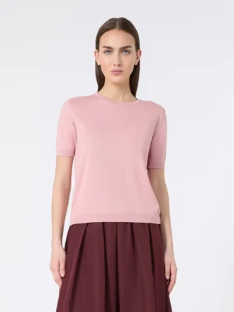 Sweater i silke og bomuld, lyserød
