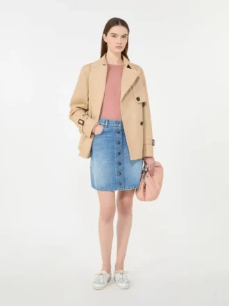 Kort, vandafvisende gabardine-trenchcoat, beige