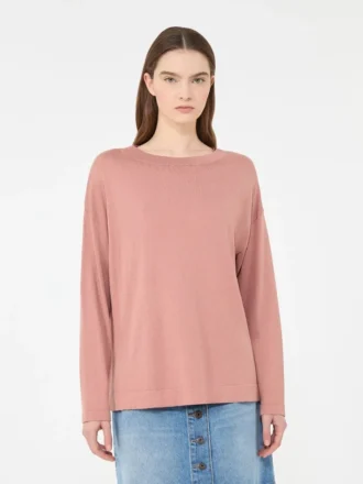 Sweater i silke- og bomuldsgarn, lyserød