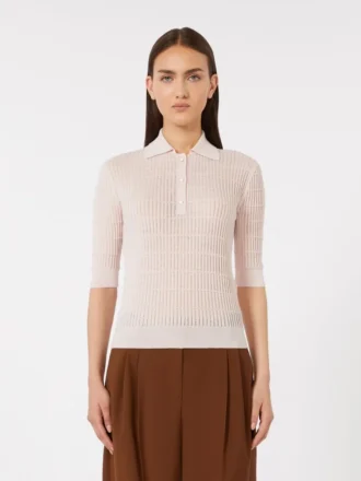 Sweater i silke- og uldgarn, lyserød