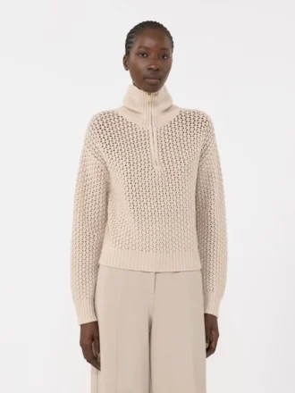 Sweater i uld, kashmir og lurex, albino