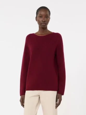 Sweater i uld og kashmirgarn, hindbær
