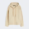 Sweatshirt i bomuld med lynlås, sand Sweatshirt i bomuld med lynlås, sand