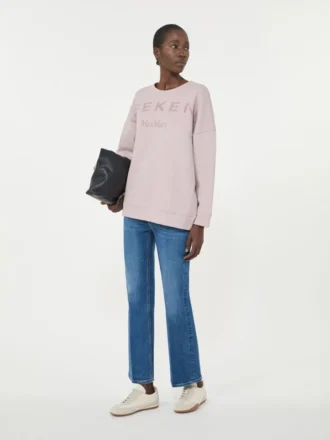 Sweatshirt i bomuld med rund hals, lilla Sweatshirt i bomuld med rund hals, lilla