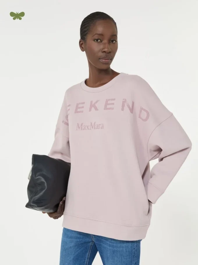 Sweatshirt i bomuld med rund hals, lilla Sweatshirt i bomuld med rund hals, lilla