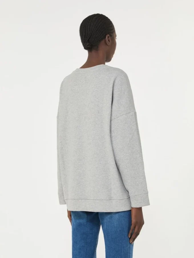 Sweatshirt i bomuld med rund hals, lysegrå Sweatshirt i bomuld med rund hals, lysegrå
