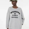 Sweatshirt i bomuld med rund hals, lysegrå Sweatshirt i bomuld med rund hals, lysegrå