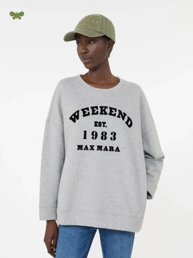 Sweatshirt i bomuld med rund hals, lysegrå Sweatshirt i bomuld med rund hals, lysegrå