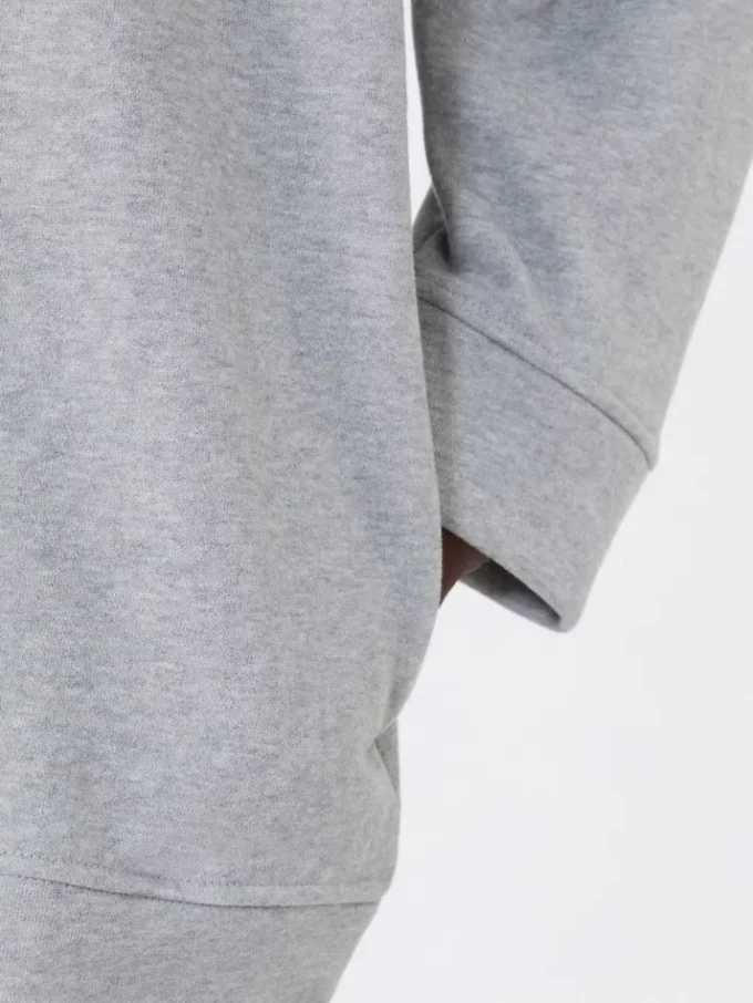 Sweatshirt i bomuld med rund hals, lysegrå Sweatshirt i bomuld med rund hals, lysegrå