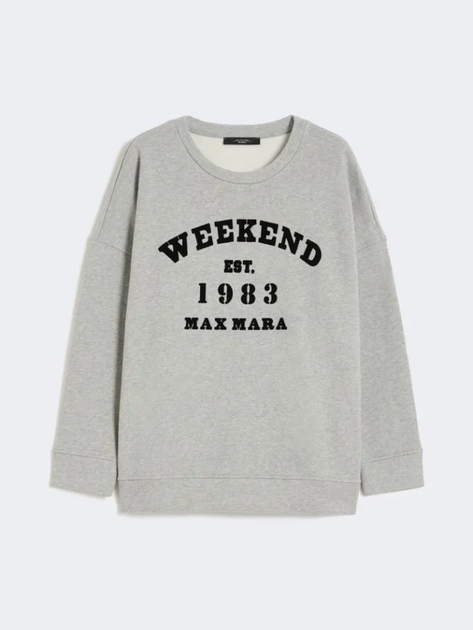 Sweatshirt i bomuld med rund hals, lysegrå Sweatshirt i bomuld med rund hals, lysegrå