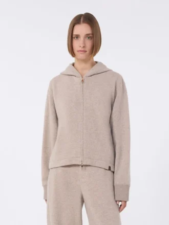 Sweatshirt i kashmir og uldjersey, beige