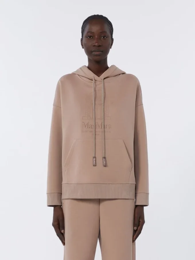 Sweatshirt i teknisk bomuldsjersey, lyserød Sweatshirt i teknisk bomuldsjersey, lyserød