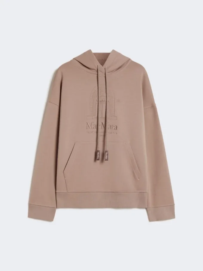 Sweatshirt i teknisk bomuldsjersey, lyserød Sweatshirt i teknisk bomuldsjersey, lyserød