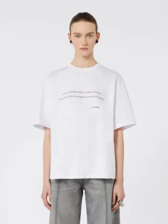 T-shirt i bomuld med print, optisk hvid T-shirt i bomuld med print, optisk hvid