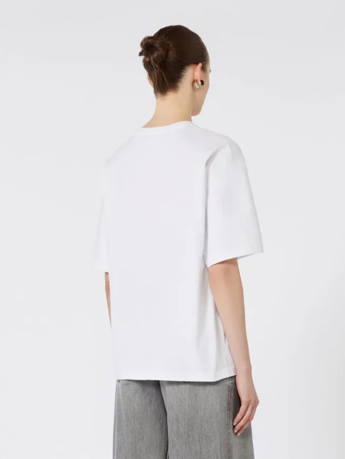 T-shirt i bomuld med print, optisk hvid T-shirt i bomuld med print, optisk hvid