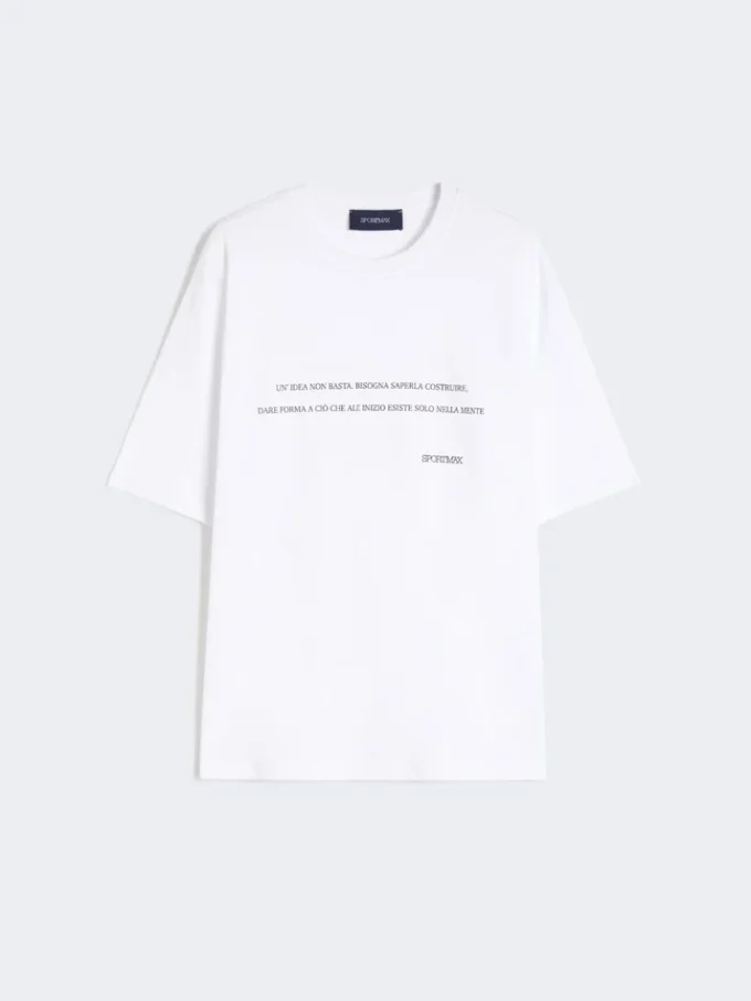T-shirt i bomuld med print, optisk hvid T-shirt i bomuld med print, optisk hvid