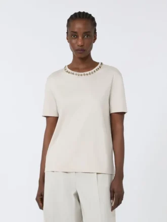 T-shirt i bomuld og modal, beige T-shirt i bomuld og modal, beige