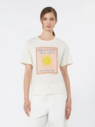 T-shirt i bomuldsjersey, ecru