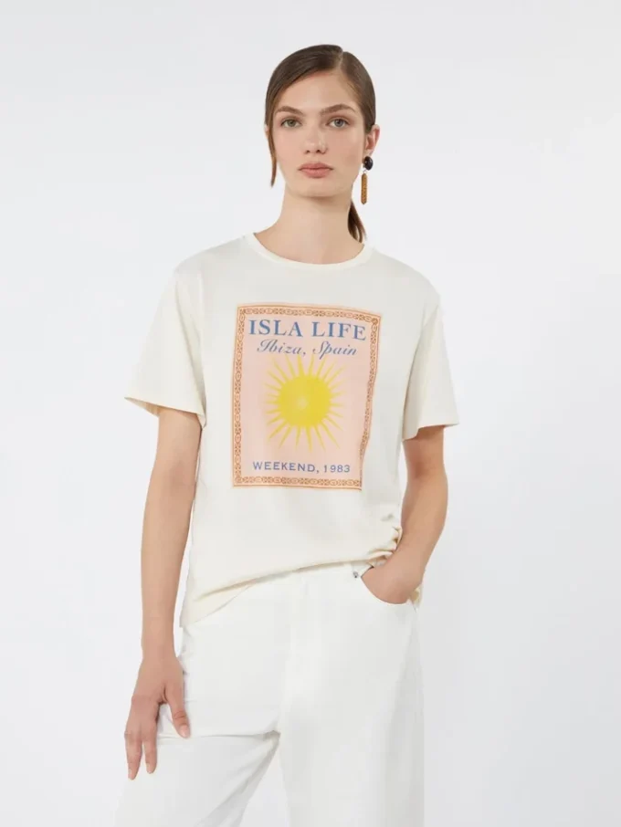 T-shirt i bomuldsjersey, ecru T-shirt i bomuldsjersey, ecru