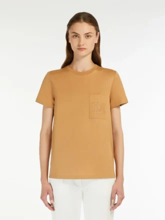 T-shirt i bomuldsjersey, kamel