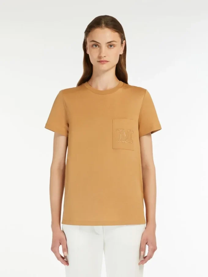T-shirt i bomuldsjersey, kamel T-shirt i bomuldsjersey, kamel