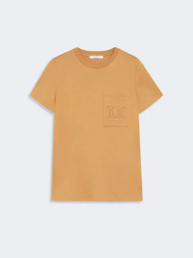 T-shirt i bomuldsjersey, kamel T-shirt i bomuldsjersey, kamel