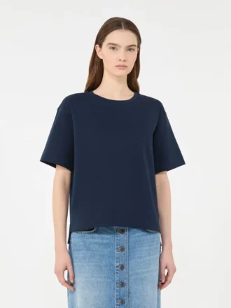 T-shirt i bomuldsjersey, marineblå