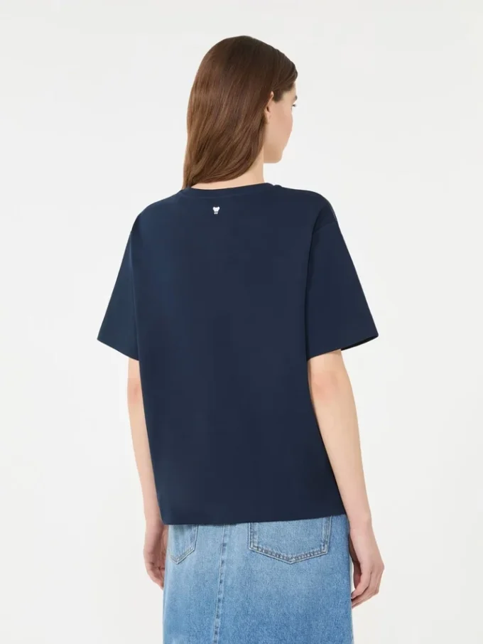 T-shirt i bomuldsjersey, marineblå