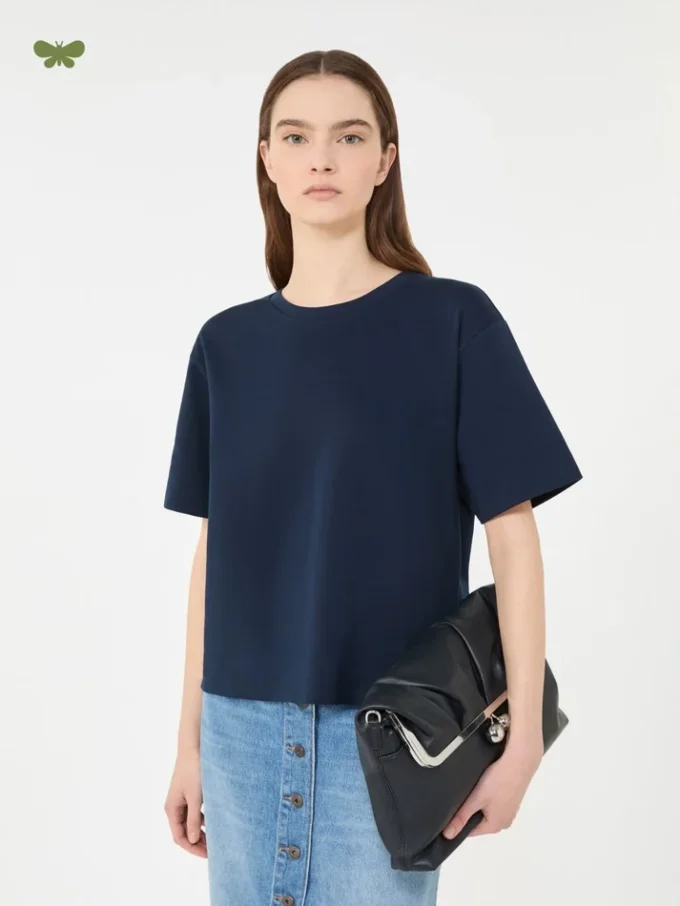 T-shirt i bomuldsjersey, marineblå