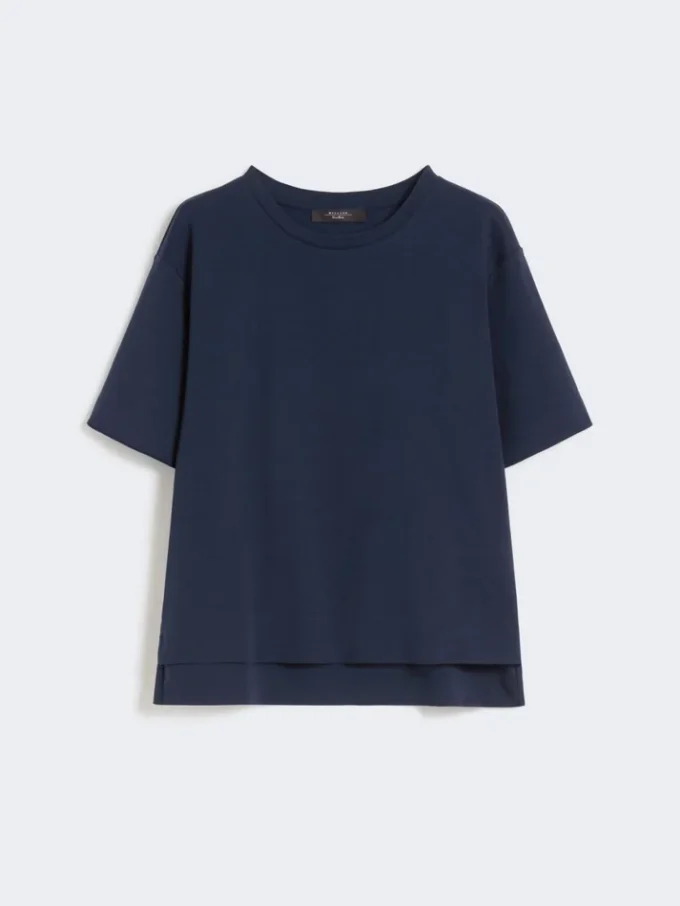 T-shirt i bomuldsjersey, marineblå
