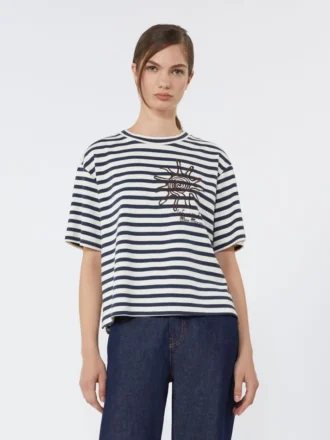 T-shirt i bomuldsjersey med print, marineblå