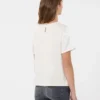 T-shirt i satin og jersey, ecru T-shirt i satin og jersey, ecru
