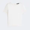 T-shirt i satin og jersey, ecru T-shirt i satin og jersey, ecru