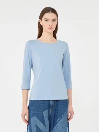 T-shirt i stretchbomuld, lyseblå