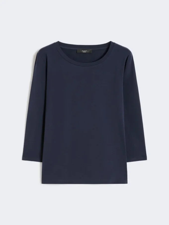 T-shirt i stretchbomuld, marineblå T-shirt i stretchbomuld, marineblå