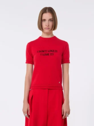 T-shirt i uld og kashmir, rød