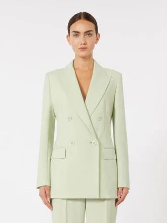 Tætsiddende blazer i uldcrepe, grøn