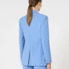 Tætsiddende blazer i uldcrepe, lyseblå Tætsiddende blazer i uldcrepe, lyseblå