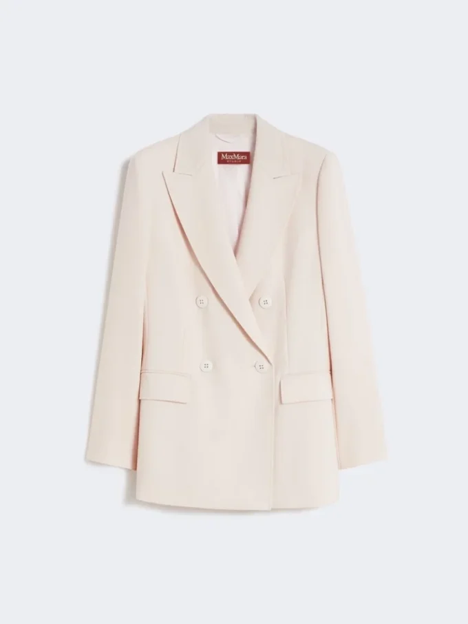 Tætsiddende blazer i uldcrepe, lyserød Tætsiddende blazer i uldcrepe, lyserød
