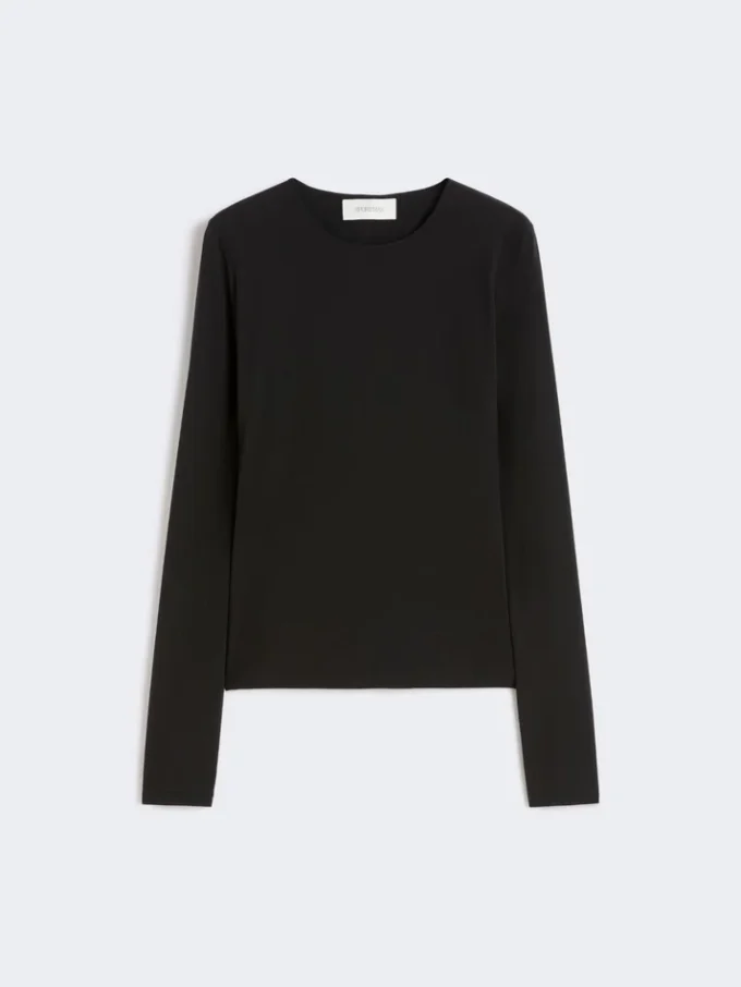 Tætsiddende jersey-T-shirt, sort