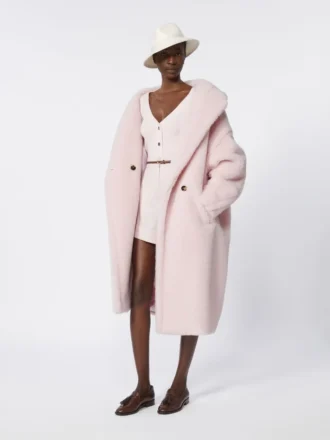 Shorts i uld, mohair og silke, beige-rosa