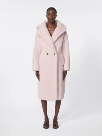 Teddy Bear Icon Coat i alpaca og uld, lyserød