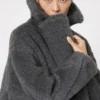 Teddy Bear Icon Coat i uld og alpaca, mellemgrå