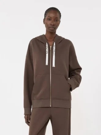 Teknisk jersey-sweatshirt med lynlås, chokolade Teknisk jersey-sweatshirt med lynlås, chokolade