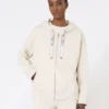 Teknisk jersey-sweatshirt med lynlås, ecru Teknisk jersey-sweatshirt med lynlås, ecru