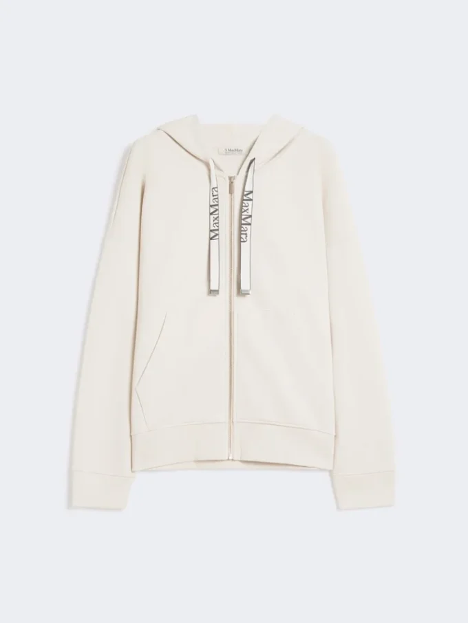 Teknisk jersey-sweatshirt med lynlås, ecru Teknisk jersey-sweatshirt med lynlås, ecru